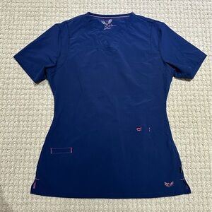 Smitten Deep Blue Short Sleeve Scrub Top